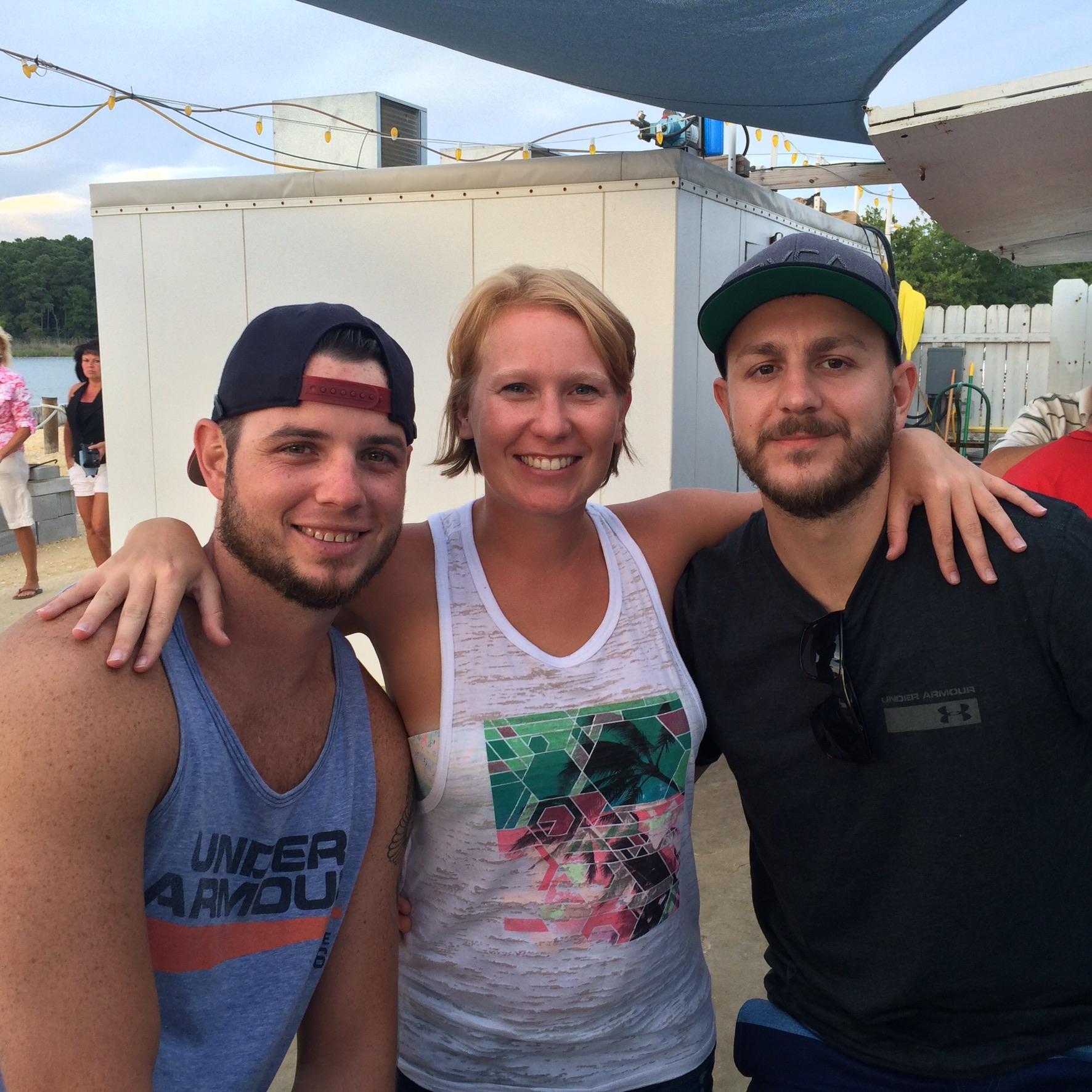 Drew, Kristina, and Matt (best man) at Lowe’s Wharf, MD