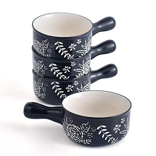 KINGSBULL HOME Soup Bowls with Handles Soup Bowls Ceramic Soup Bowl Soup Mug French Onion Soup Crocks Oven Safe