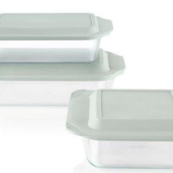 Pyrex® Deep 6-piece Glass Baking Dish Set with Green Sage Lids