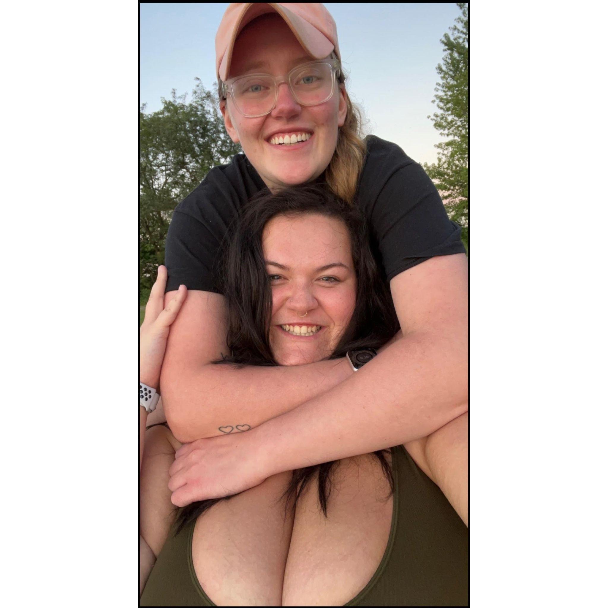 Amber and Caroline's first photo that they took together from their first date back in June 2022
