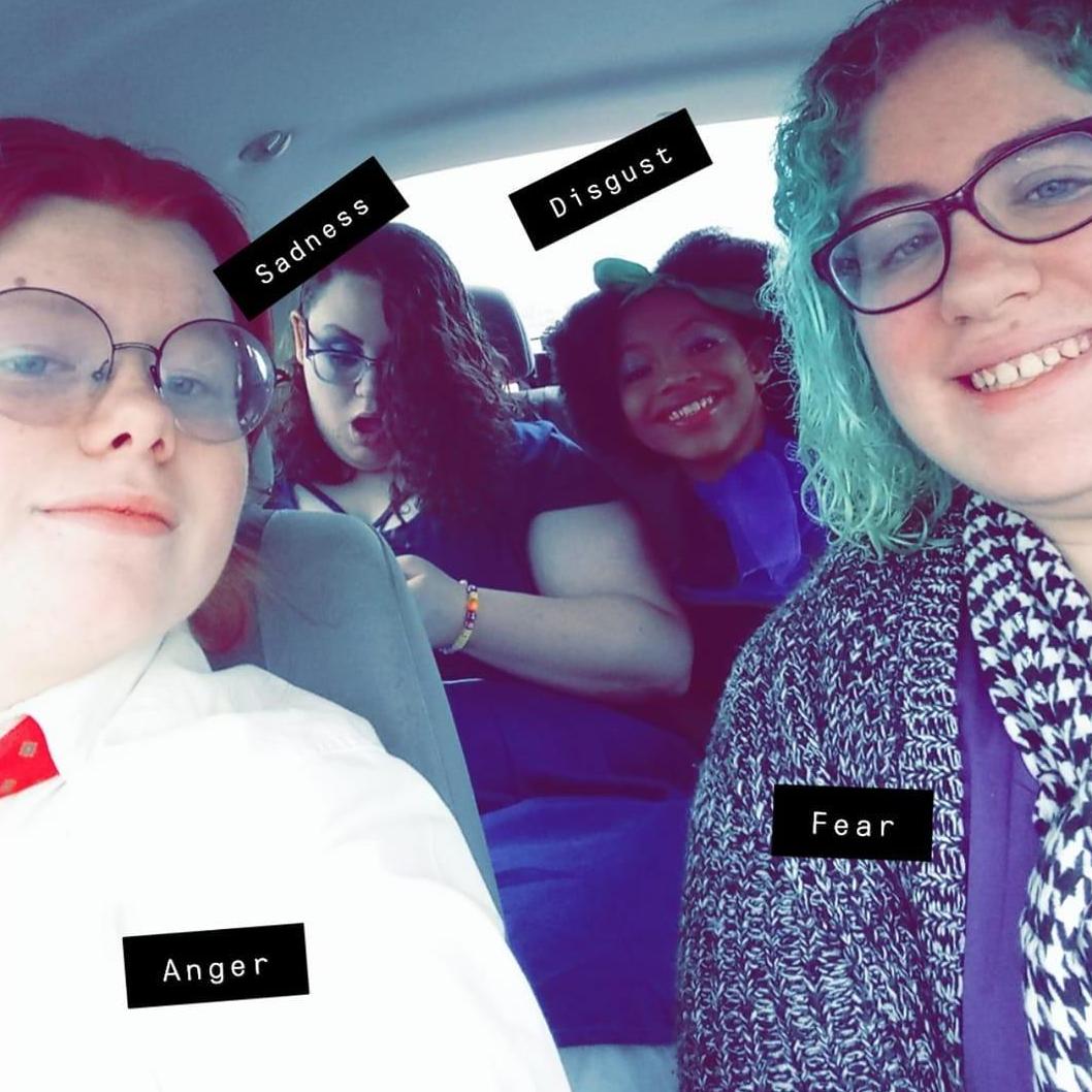 Dapper Day Fall 2019! We are here as the emotions from Inside Out (featuring Max and Ali in the background!)