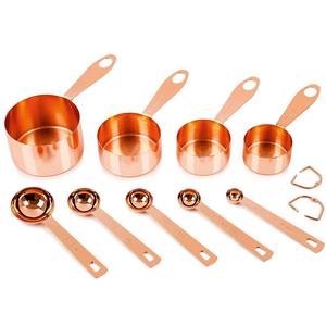 Simpler Life, LLC - Copper Measuring Cups and Spoons, Set of 9: EXTRA STURDY Copper-Plated Top-Quality Stainless Steel. Satin, and Mirror Polish. Engraved in Both US and Metric ml Measurements. Copper Finish / Rose Gold