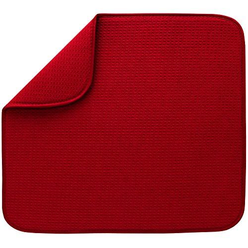 S&T Microfiber Dish Drying Mat, 16" x 18", Red