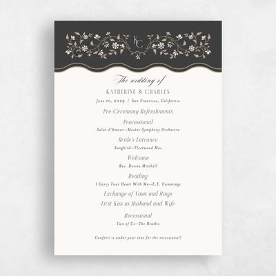 Dark Charcoal, Grey Wedding Program - Siofra