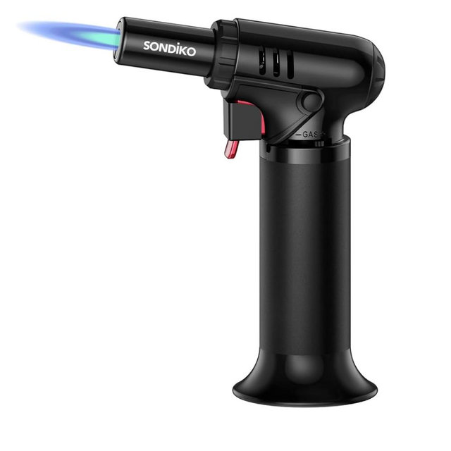 Sondiko Butane Torch Lighter with Visible Fuel Window, Refillable Soldering Torch with Adjustable Flame for Welding, Resin Art, Industrial(Butane Gas Not Included)