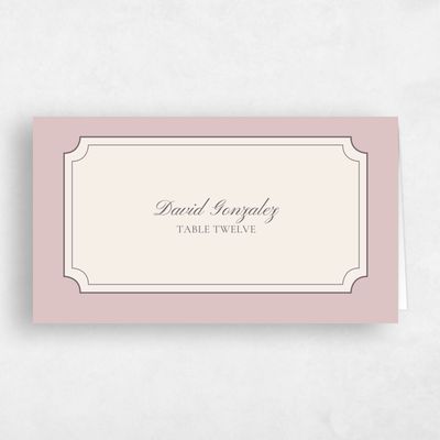 Dusty Rose, Pink Wedding Place Card - Malta