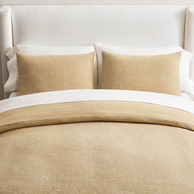 Jacquard Cotton Chenille Duvet Cover, Harvest Gold, King/Cal. King