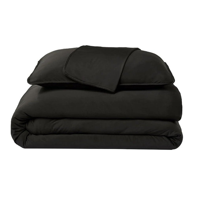 SHEEX Original Performance Cooling Duvet Cover Set, Lightweight Full/Queen Duvet Cover with 2 Standard Pillow Shams, Black