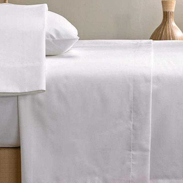 Marriott Signature Sheet Set - Soft, Breathable 300 Thread Count Cotton Blend Linens Set - White - Includes Flat Sheet, Fitted Sheet, and 2 Pillowcases - Queen