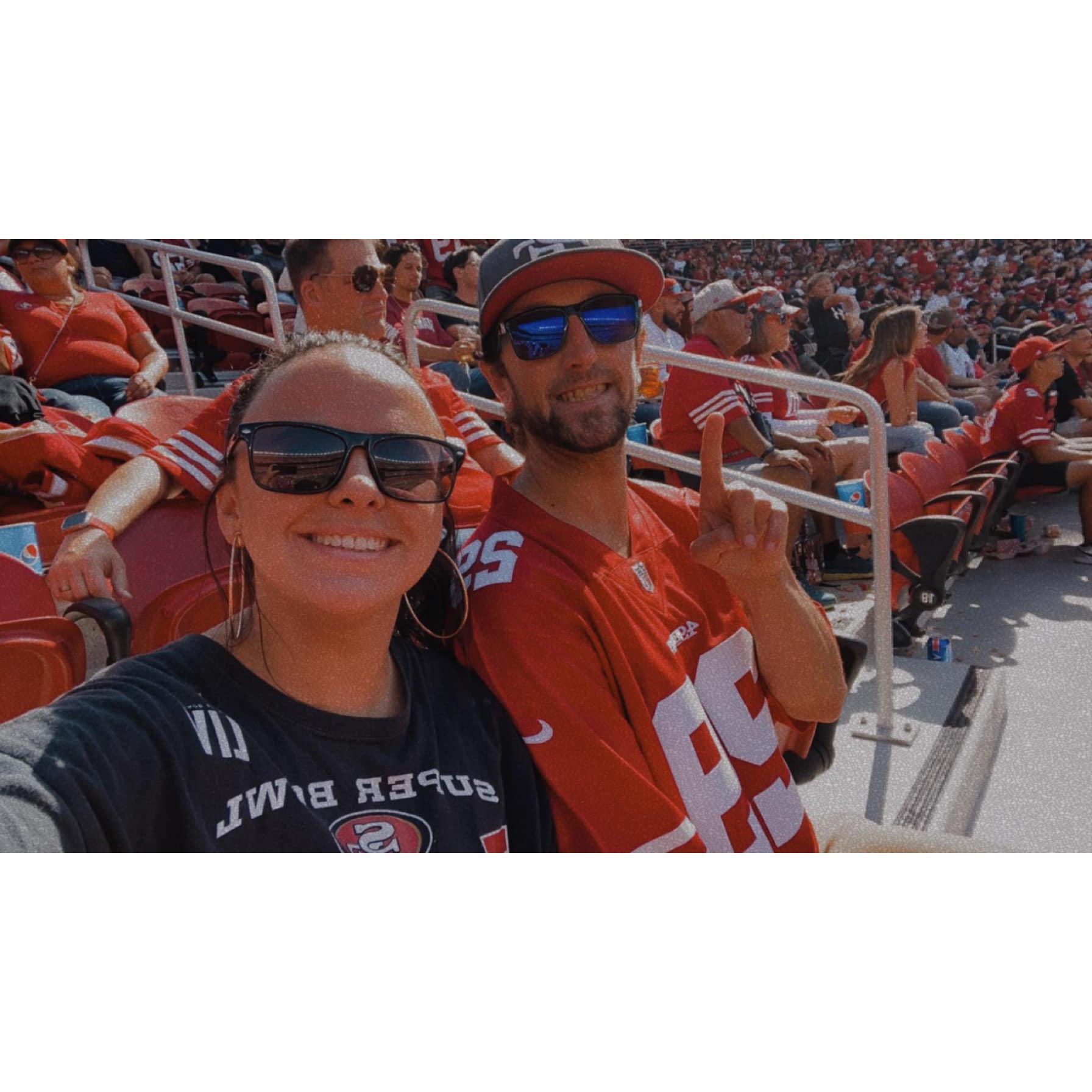 Jared is a hard core 49er fan and has turned Ana into one as well when she used to not know anything about football!