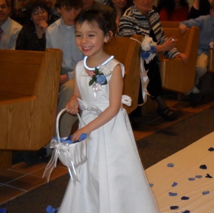 Nevaeh as a flower girl in her aunt Carmen's wedding