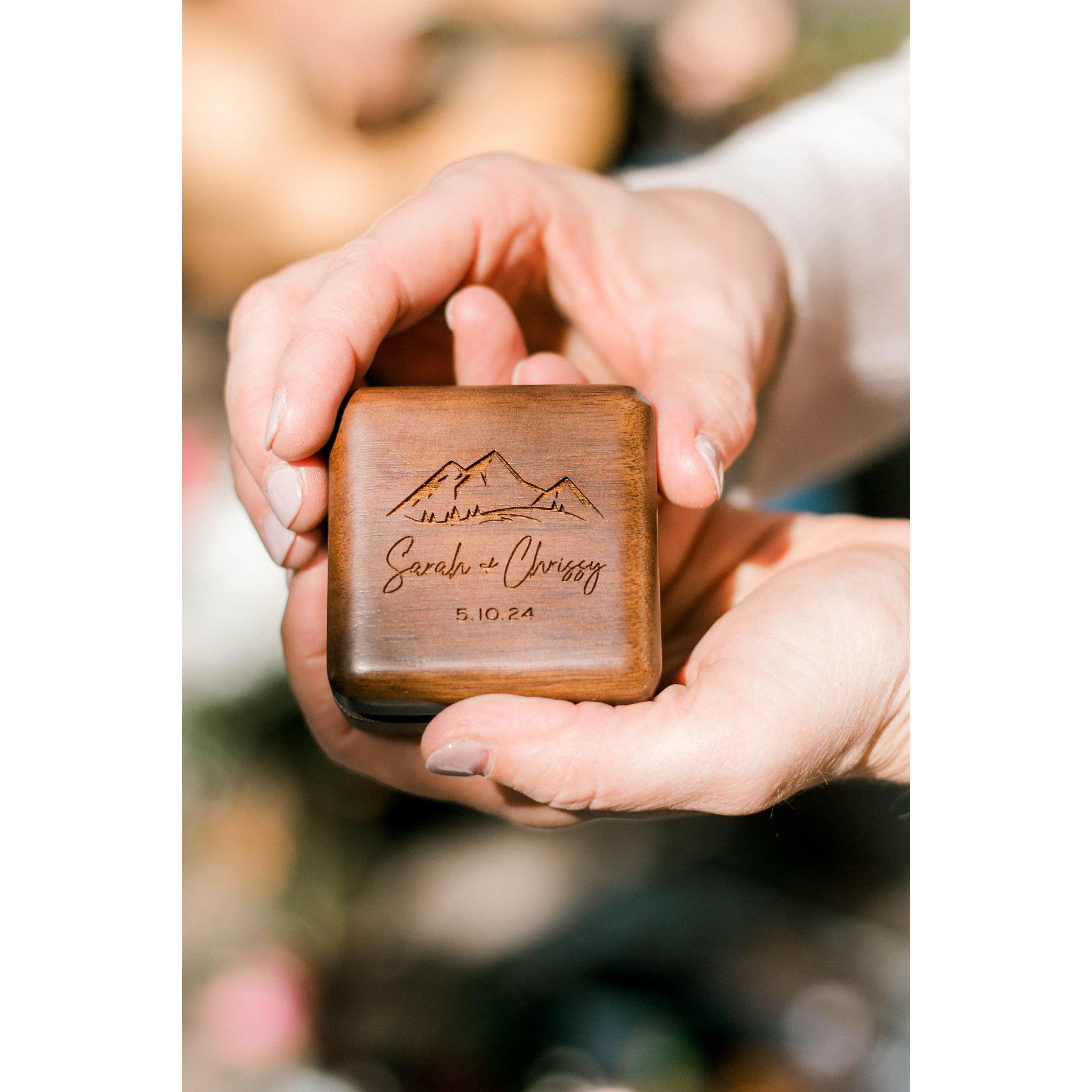 One of the many things I love about Chrissy is her thoughtfulness and ability to think about the details.  She had this custom ring box made just for us and it is perfect!