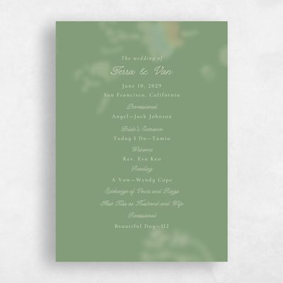 Bright Sage, Green Wedding Program - Ola