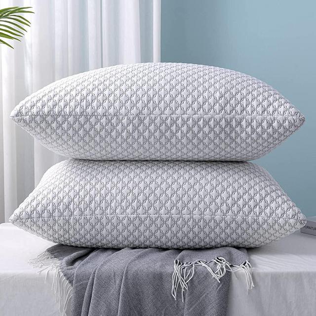 Standard Molblly Shredded Memory Foam Cooling Bed Pillows Set of 2 Pack,Adjustable Loft Hypoallergenic Washable The Pillow for Side Back Stomach Sleeper Standard Size Pillows for Sleeping20 x 26 in