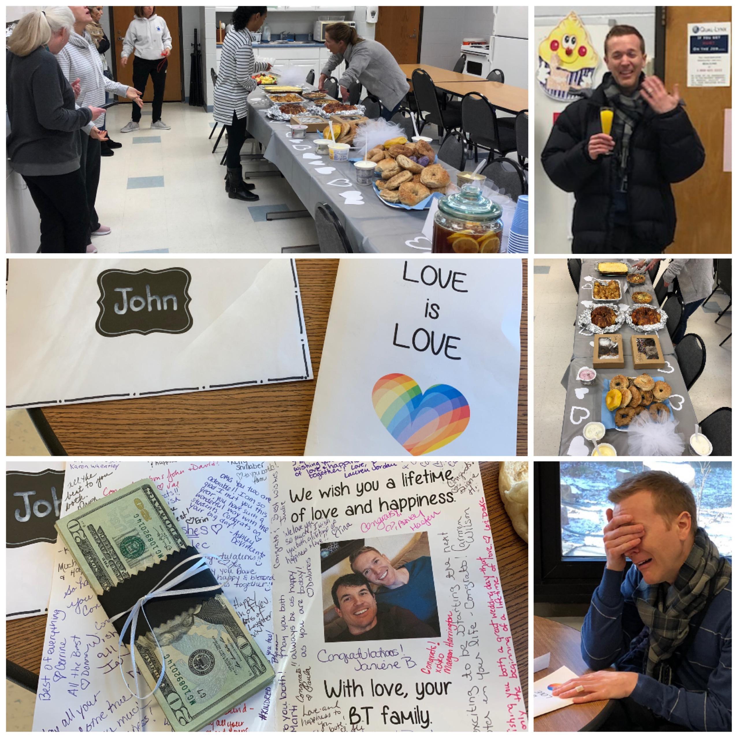 John Patrick's coworkers at Bear Tavern Elementary School surprise him with his very own "bridal" shower!!! (And he still can't stop crying.)