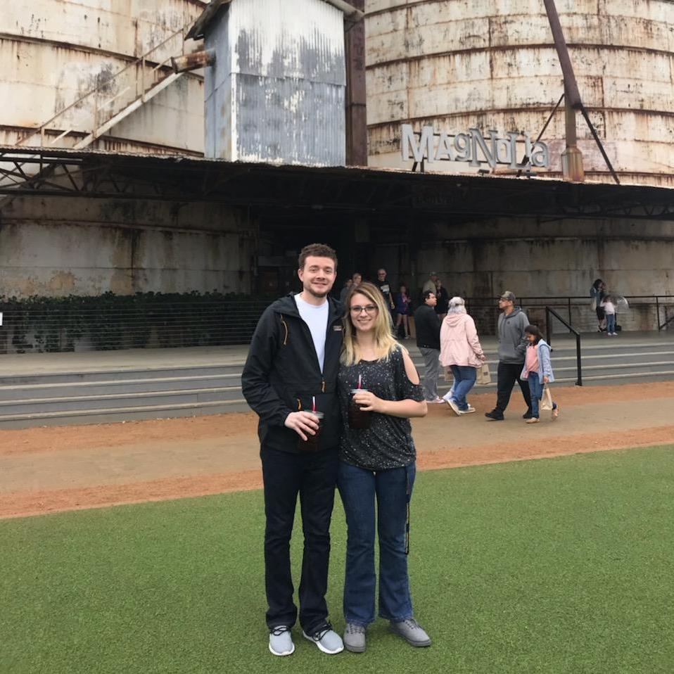 Waco, Texas in front of the Magnolia Silos.