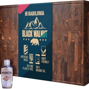 American Black Walnut Cutting Board - 19.7" L x 12.2" W (ExtraThick 1.7") Premium Quality & Professional Butcher Block. Heavy Duty End Grain Wood Chopping Board (Oil & Plate Included)