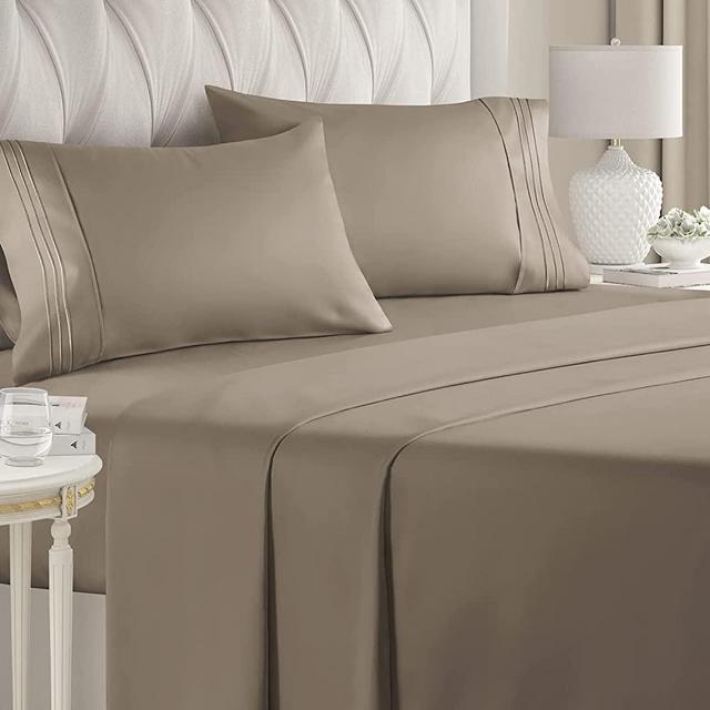 King Size Sheet Set - Breathable & Cooling Sheets - Hotel Luxury Bed Sheets - Extra Soft - Deep Pockets - Easy Fit - 4 Piece Set - Wrinkle Free - Comfy – Khaki Bed Sheets - Kings Sheets – 4 PC