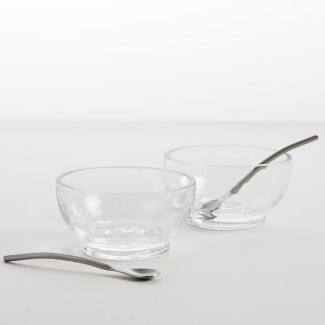Hammered Glass Salt & Pepper Pinch Bowls