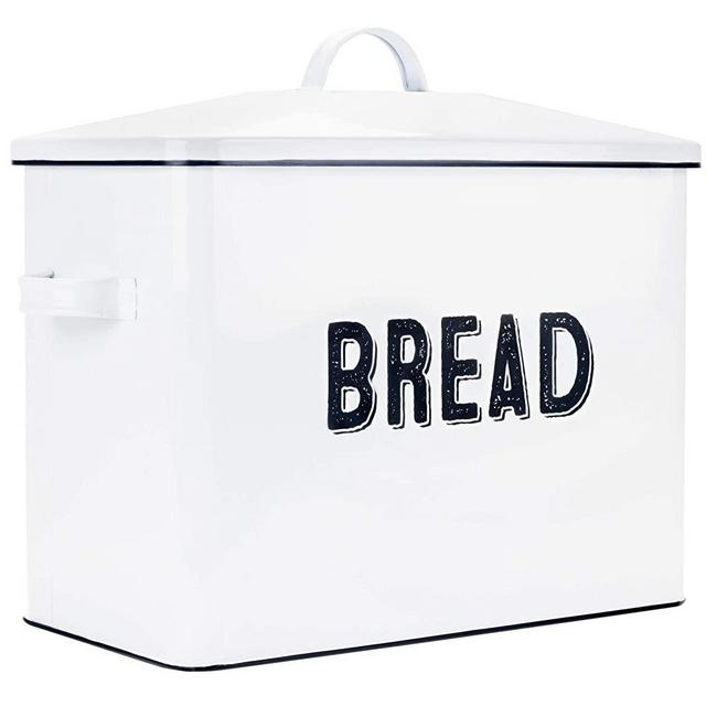 Stylish Farmhouse Bread Box For Kitchen Countertop - Extra Large Bread Box Holds 2+ Loaves Of Bread - Perfect Metal Storage Tin To Keep Your Bread, Bagels, Rolls And Buns Fresh For A Long Time