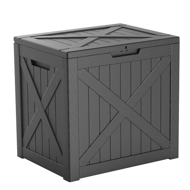 MAIUSCOLI 38 Gallon Outdoor Deck Box, Lockable Waterproof Outdoor Storage Boxes For Garden Tools,Indoor Cushions,Accessories Outside Storage Resin Weatherproof Container(Black)