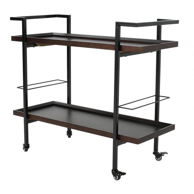 Gerard Industrial Wooden Bar Cart - Walnut - Christopher Knight Home