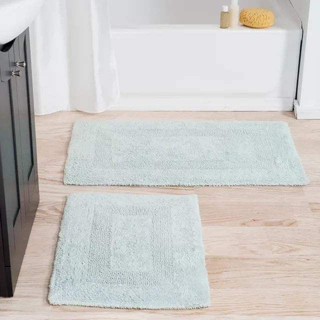 Lavish Home Set of 2 Washable Bath Mats, Seafoam