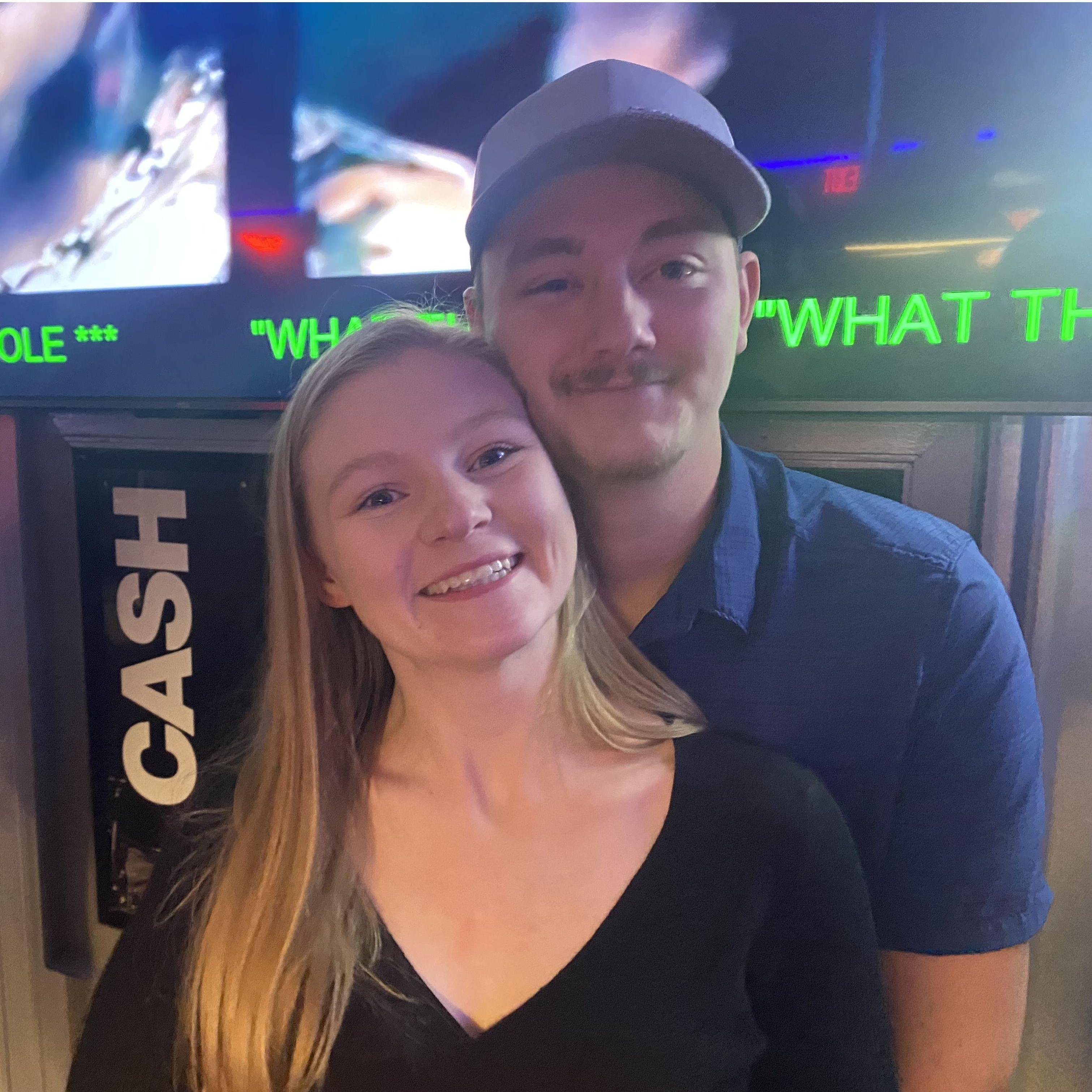 This was taken at a karaoke bar, where Brandon met Taylor's friend, Ashlyn, for the first time.