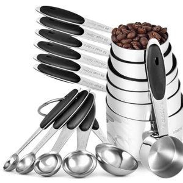 TILUCK Measuring Cups and Spoons Set, Stainless Steel, Kitchen Utensils for Cooking and Baking (10, Colorful)