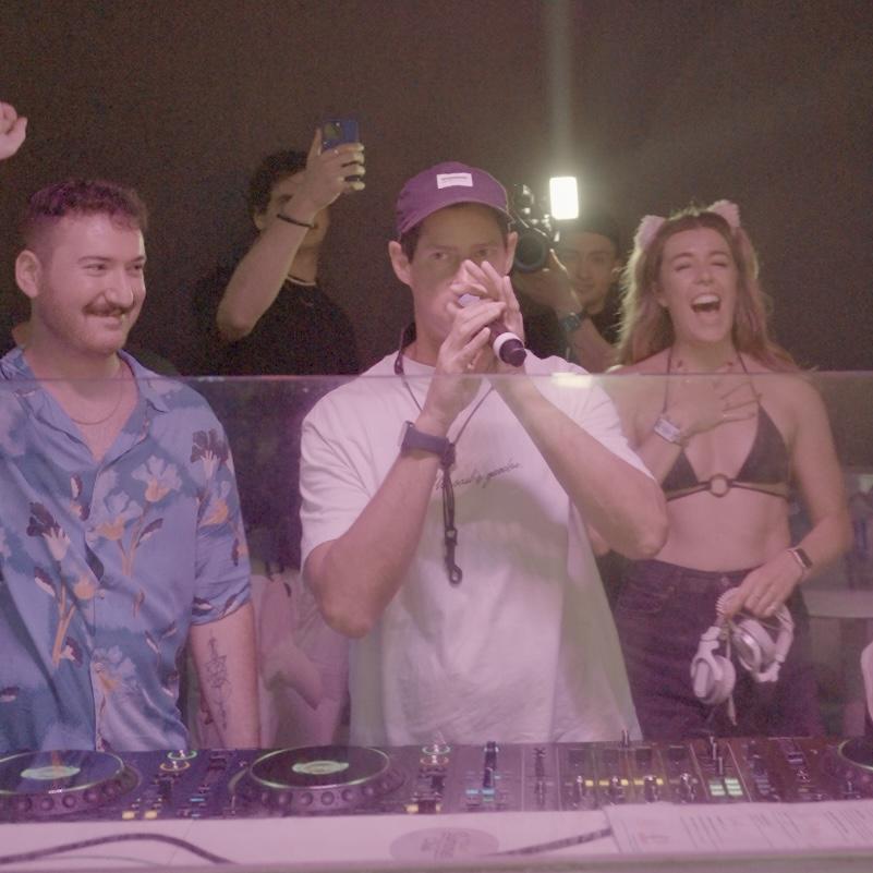 Handing the decks off Big Gigantic as he's saying "give it up for Takes Two" ;,) One of our all time fav shows