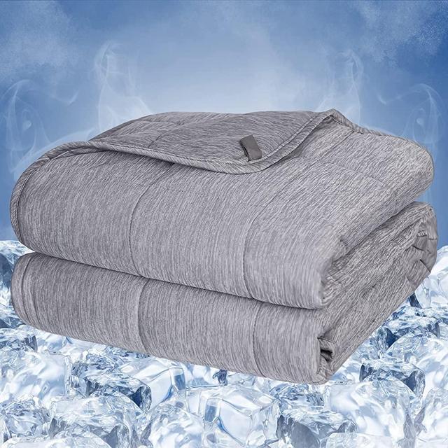 Silkyrest Cooling Weighted Blanket for Adults 15lbs Queen 60"x80" Double-Sided Breathable Heavy Blanket Microfiber Material with Glass Beads for Summer All Season, Gifts for Women Men, Grey