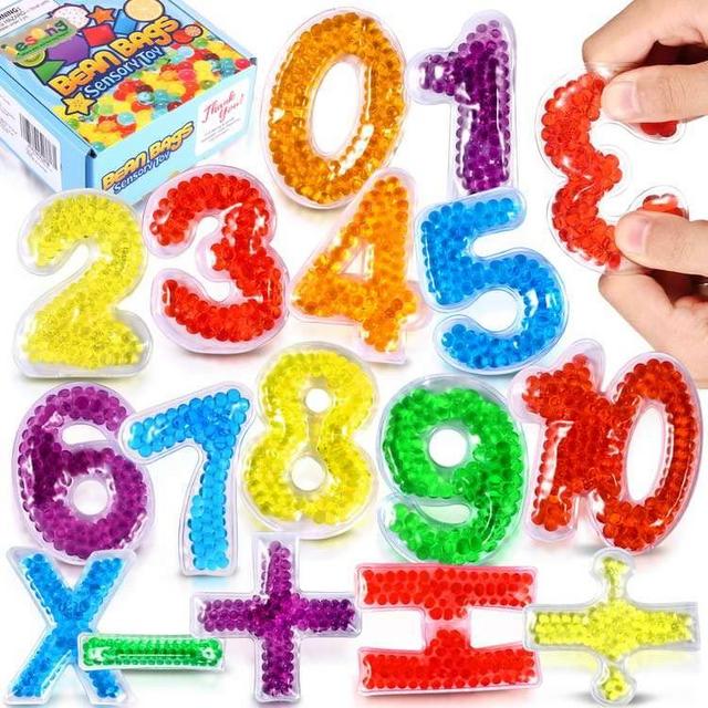 Learning Educational Sensory Toys Kids: Math Numbers Montessori Toys for Preschool Toddlers 3 4 5 6 7 Year Old - Water Beads Sensory Toys for Autistic Children - Classroom Prize Gift for Boys & Girls