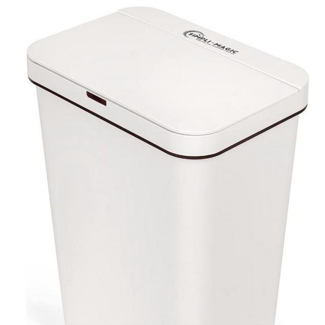 Simpli-Magic Automatic Garbage Can with Touchless Trash Can Lid, Rectangular White 50L