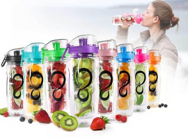32 Oz Flip Top Fruit Infuser Water Bottle