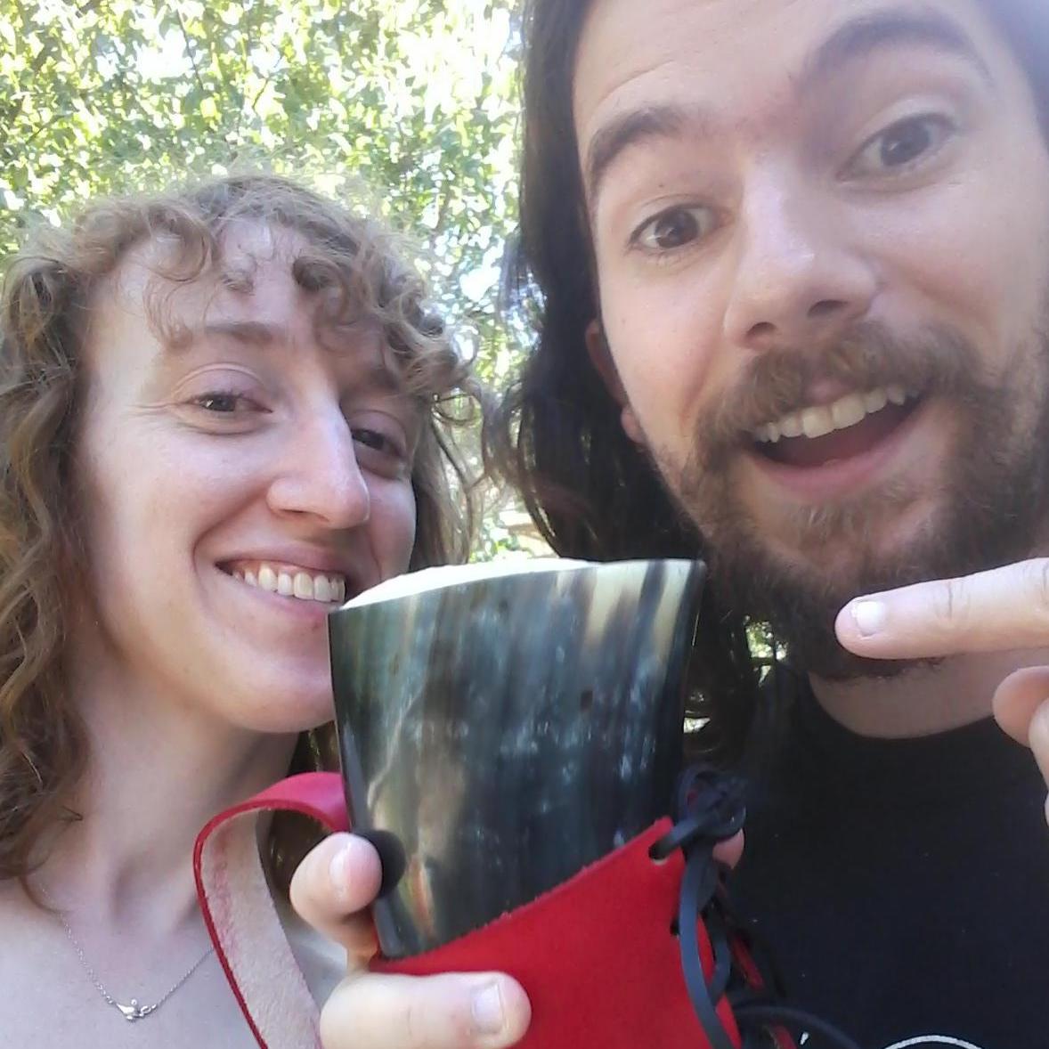 For our first anniversary, we celebrated with a Viking drinking horn filled with homebrew.