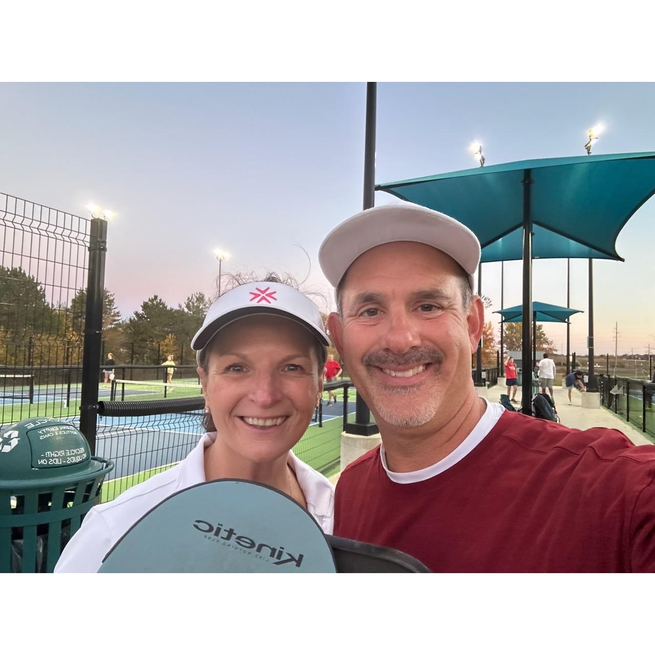 We couldn't resist sharing a pickleball photo, as it's not just how we met but also one of our shared passions. It symbolizes the fun and connection that brought us together!