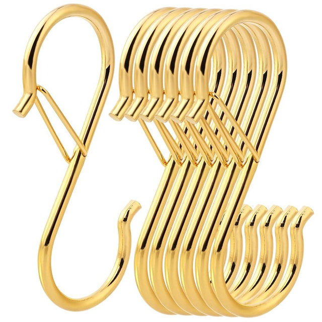 HCTESCO Ultimate Hanging Hooks Set - 3.55inch Gold S Hooks for Hanging Heavy Duty - Ideal for Plants, Baskets, Closets & More! (12)