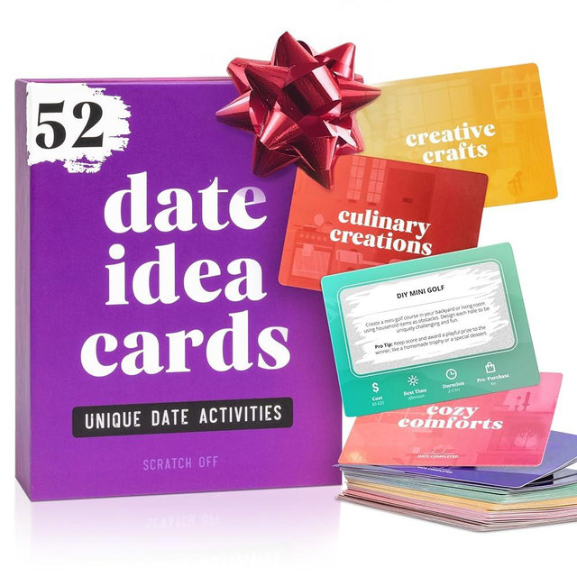 52 Unique Date Idea Scratch Off Cards for Couples - Cool & Cute Wedding, Anniversary, Bridal Shower & Engagement Gift for Newlywed Bride & Groom - His & Hers Love Game Night Set Activities - Prazoli
