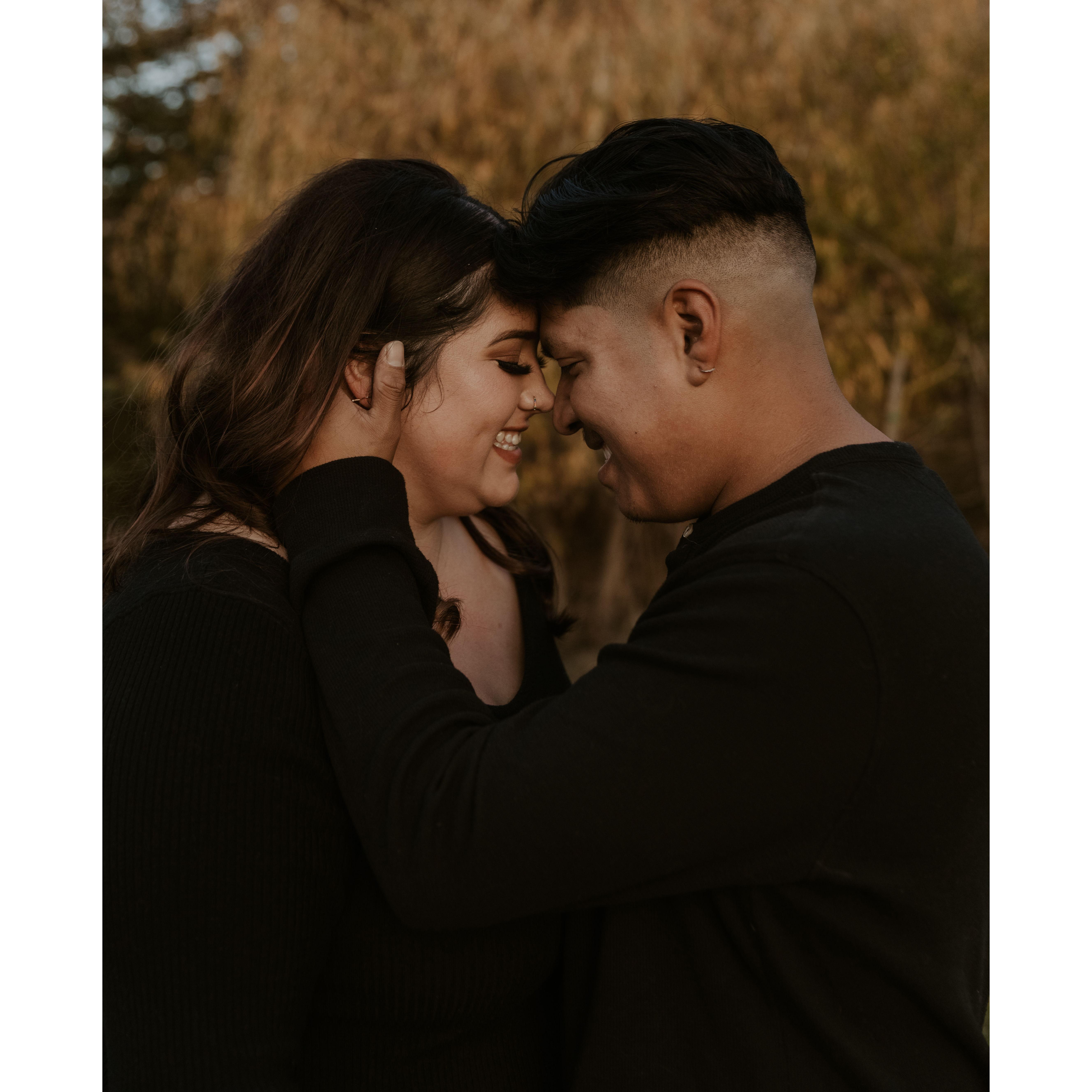 “On Our Frist Date Edgar looked at me and told me he knew I would be the love of his life and one day he’d marry me, and now 7 years later two dogs two cats and a bunny later here we are”.