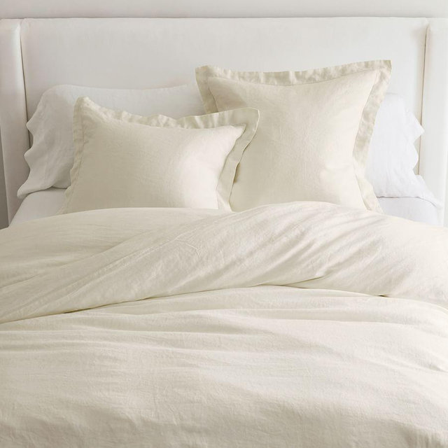 Belgian Flax Linen Duvet Cover, Full/Queen, Classic Ivory