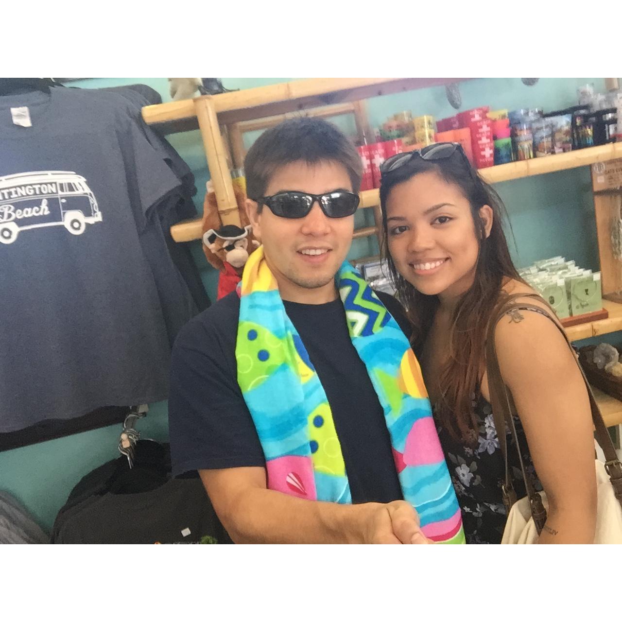 Our first SELFIE STICK. #HuntingtonBeach