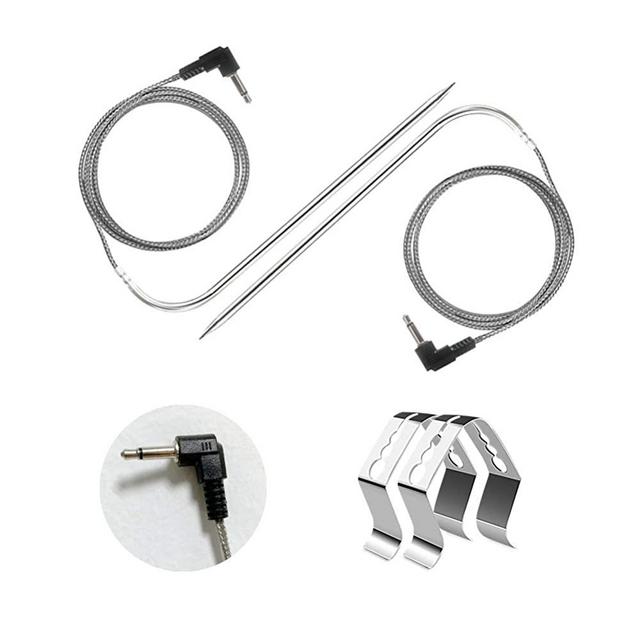 Pit Boss Meat Probe Replacement Pellet Grills And Pellet Smokers Parts,2pc Waterproof BBQ Temperature Probe,3.5 mm Plug,Equipped With Stainless Steel Grill Holder 2pc