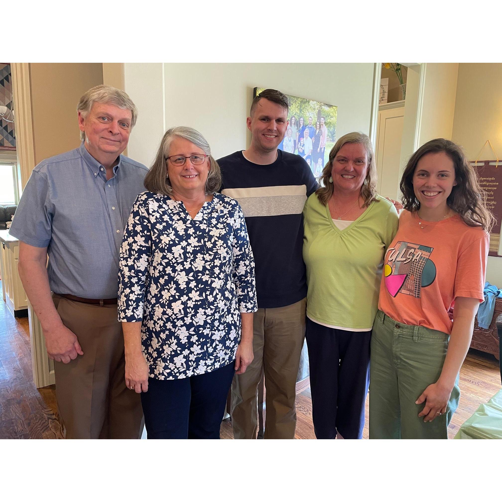 Ben's Uncle Charlie and Aunt Susan with Ben, his mom Keri, and Amy at the family engagement party.
