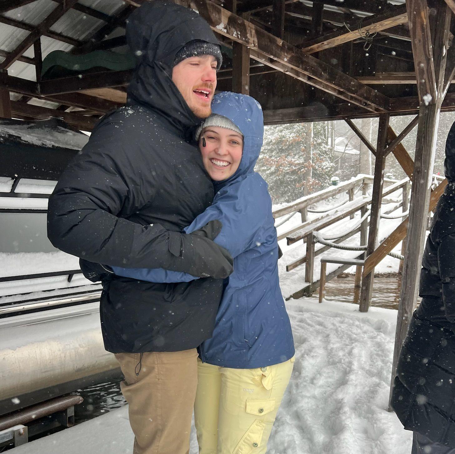 Snow day at the lake with friends