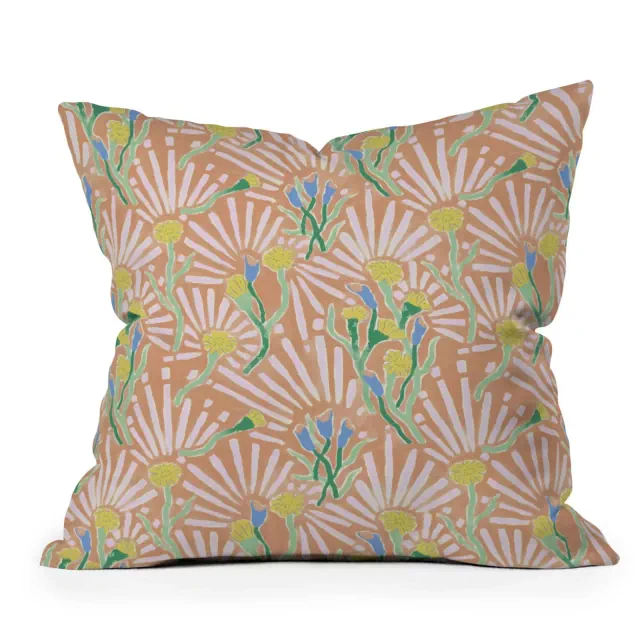 16" x 16" Msrystudio Garden Magic Fantasy Outdoor Throw Pillow Pink - Deny Designs: UV Protected, Mildew Resistant