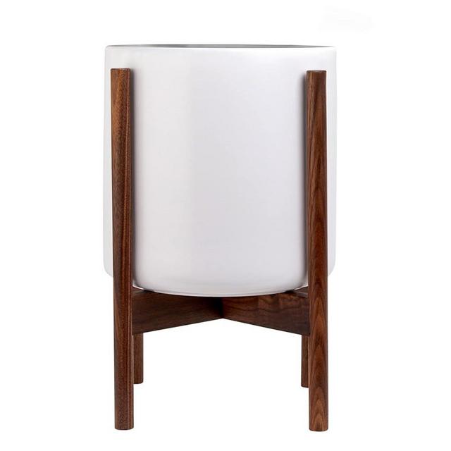 Bees & Buds Plant Stands for Indoor Plants - Mid-Century Modern Tall Plant Stand - 10 inch Walnut Wood Pot Planter Holder - Flower Planters Holders - EXCLUDING Plant Pot