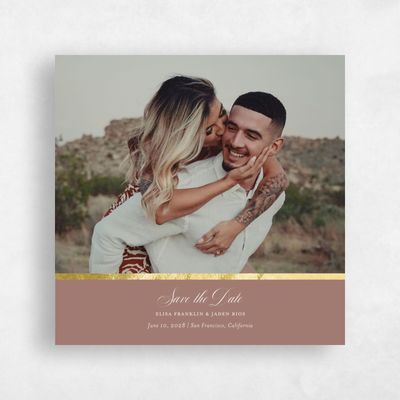 Chestnut, Brown Wedding Save the Date - Azurite Classic Foil