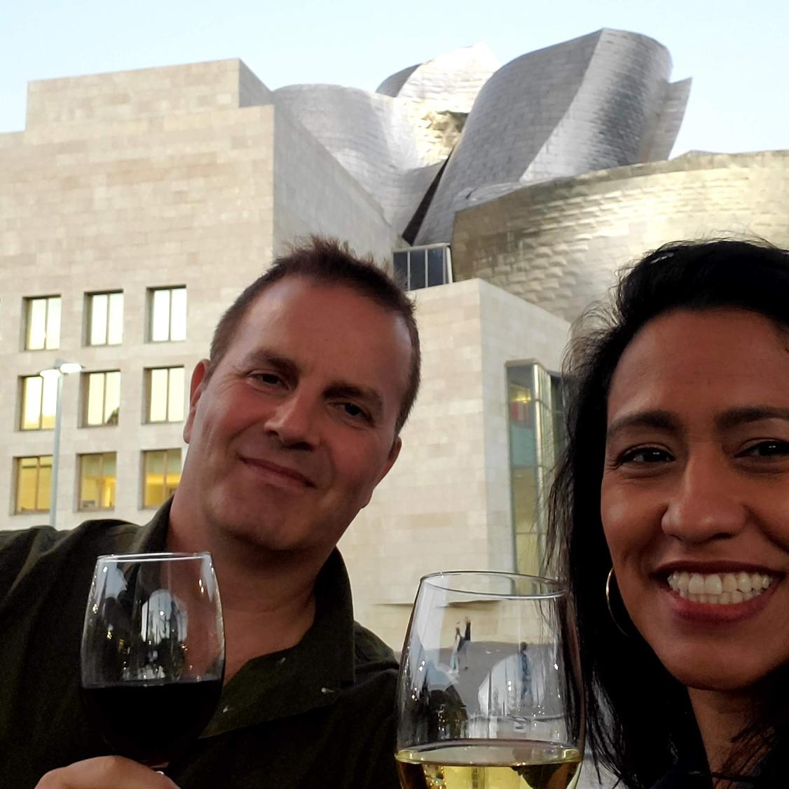 Trying to look cultured outside the Guggenheim Museum in Bilbao, Spain.