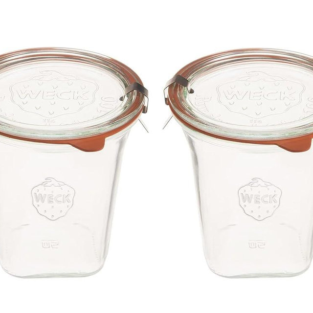 Weck Jars Medium Quadro 747-18.4 fl. Oz | 545mL Eco-Friendly Canning Jar | Food Storage Containers with Airtight Lids | Made in Germany, Rust-Proof & BPA-Free (Pack of 2)