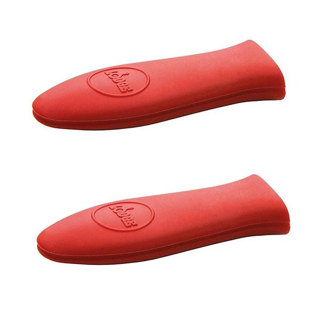 Lodge Silicone Hot Handle Holder Oven Pan Mitts Heat Protecting Silicone Cast Iron Skillet Dutch Oven (Red 2 Pack)